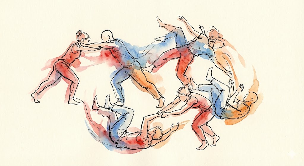 Artistic illustration of contact improvisation movement